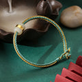 Buddha Stones 999 Gold Hetian White Jade Om Mani Padme Hum Fu Character Luck Braided Bracelet (Extra 35% Off | USE CODE: FS35)