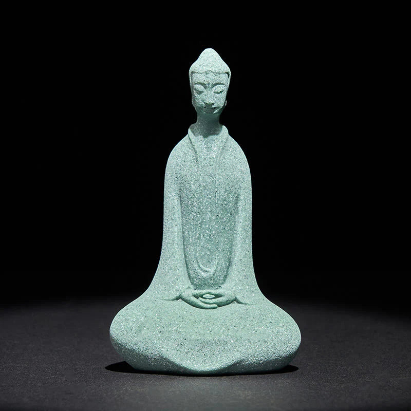 Buddha Stones Meditation Buddha Statue Sandstone Home Figure Desk Decoration 6*4.5*9.5cm