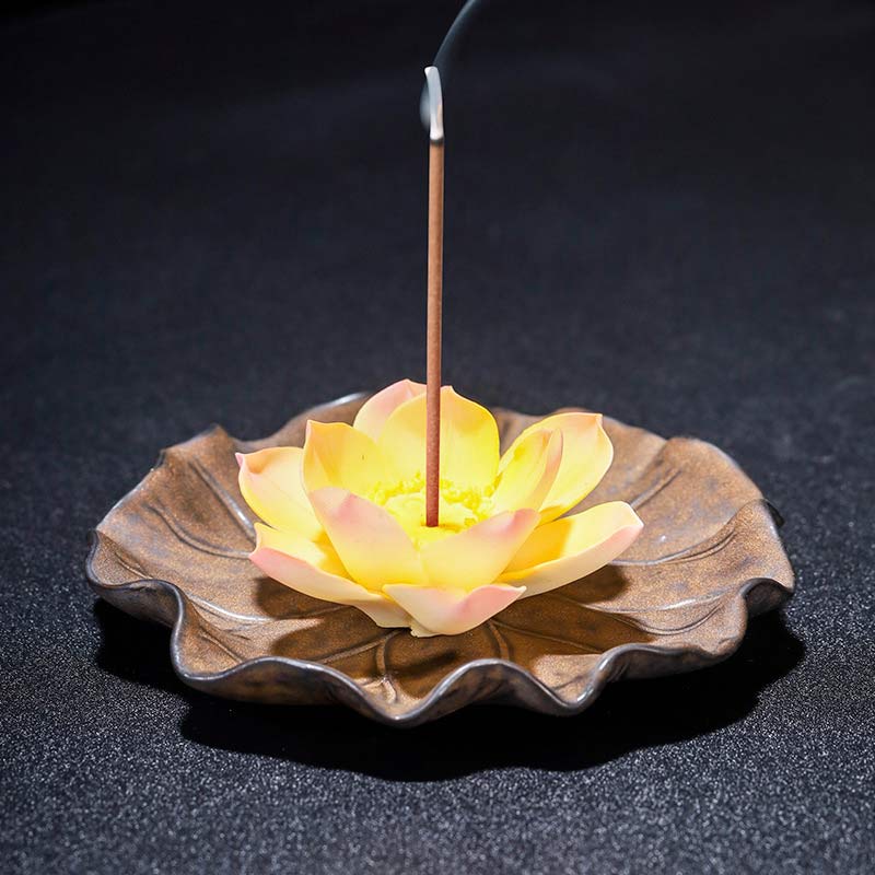 Buddha Stones Tibetan Lotus Blessing Incense Burner Decoration (Extra 30% Off | USE CODE: FS30)