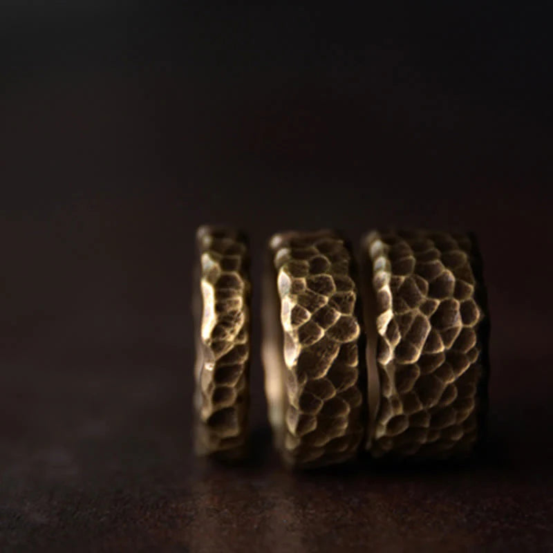 Buddha Stones Tibetan Bump Texture Design Copper Brass Luck Ring