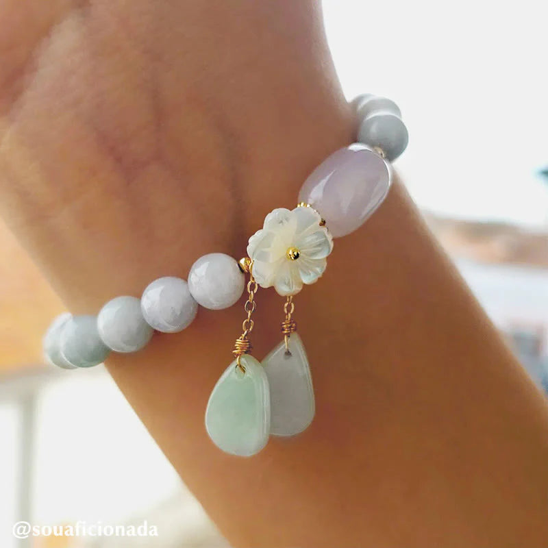 Buddha Stones Hoping for Purity and PeaceNatural White Jade Bracelet Includes Gift Message Card