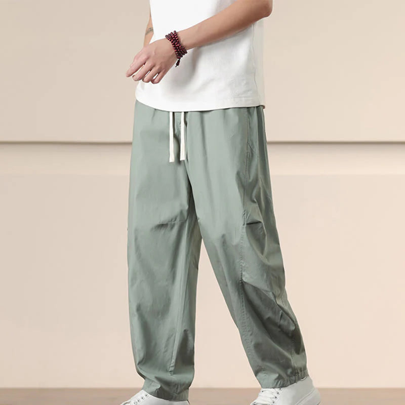 Buddha Stones Casual Vintage Solid Color Drawstring Men's Cargo Pants With Pockets