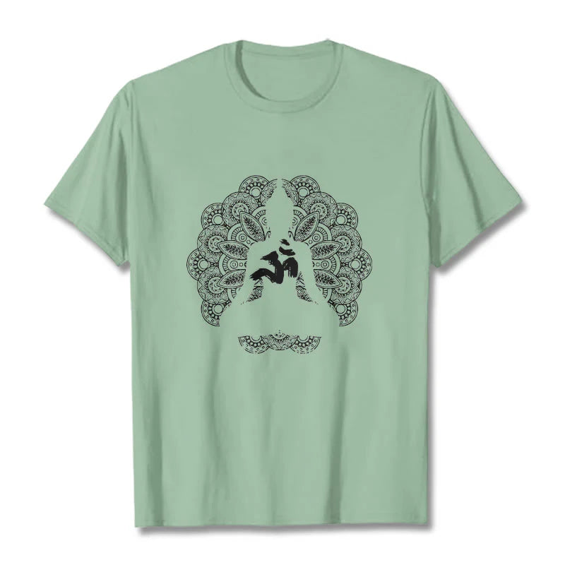 Buddha Stones Pure Color Mandala Om Symbol Pattern Tee T-shirt