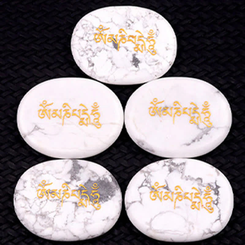 Buddha Stones Om Mani Padme Hum Amethyst Tiger Eye Palm Stone Crystal Decor 35*45mm