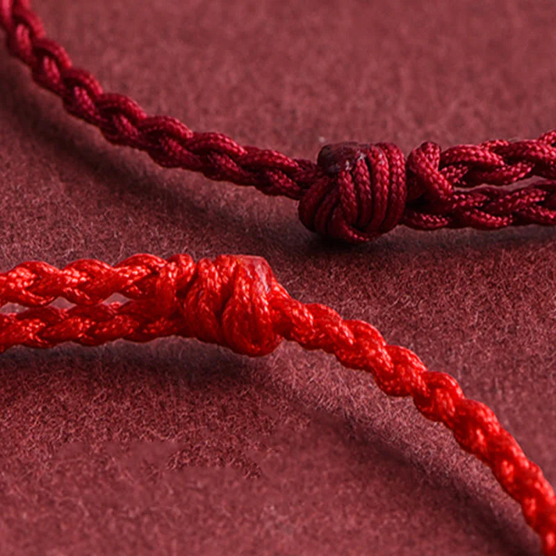 Buddha Stones 999 Gold Small Peace Buckle Design Handmade Luck Braided Rope Bracelet Anklet