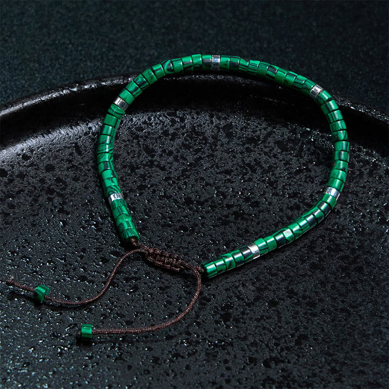 Buddha Stones Malachite Anti-Anxiety Spacer Bead Bracelet