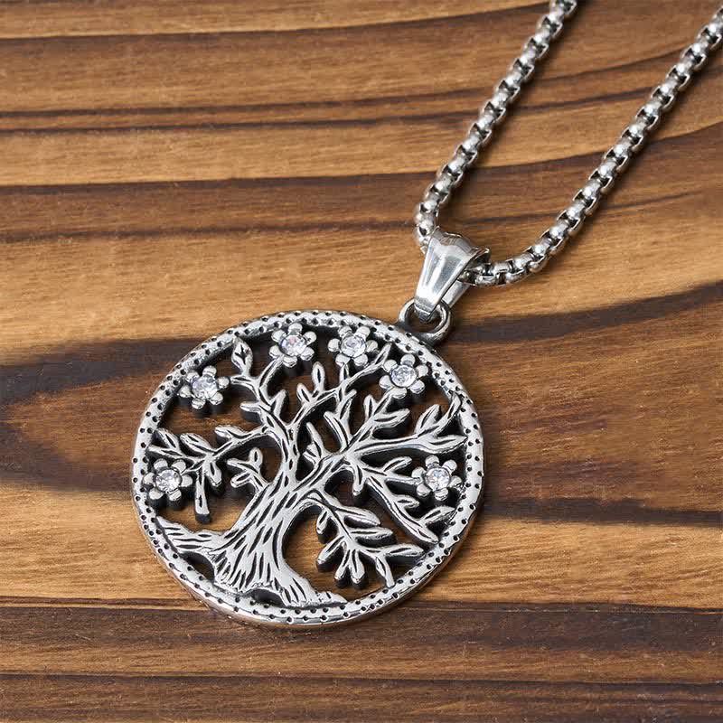 Buddha Stones The Tree Of Life Titanium Steel Creation Necklace Pendant