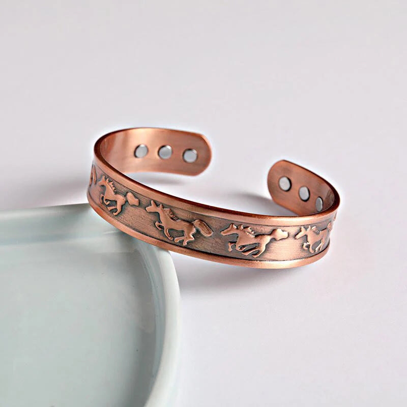 Buddha Stones Year Of The Horse Copper Open Self Care Cuff Bracelet Bangle