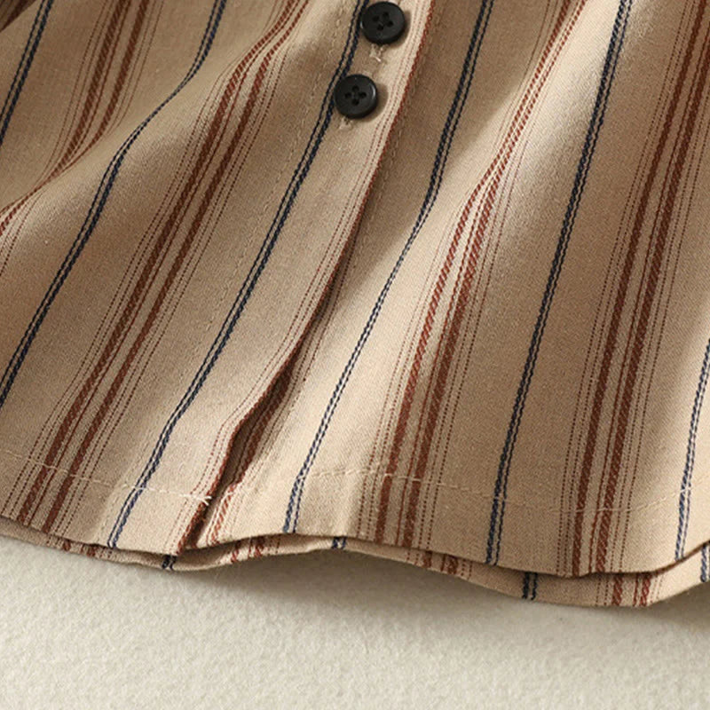Buddha Stones Casual Retro Stripes Women's Long Sleeve Polyester Shirt