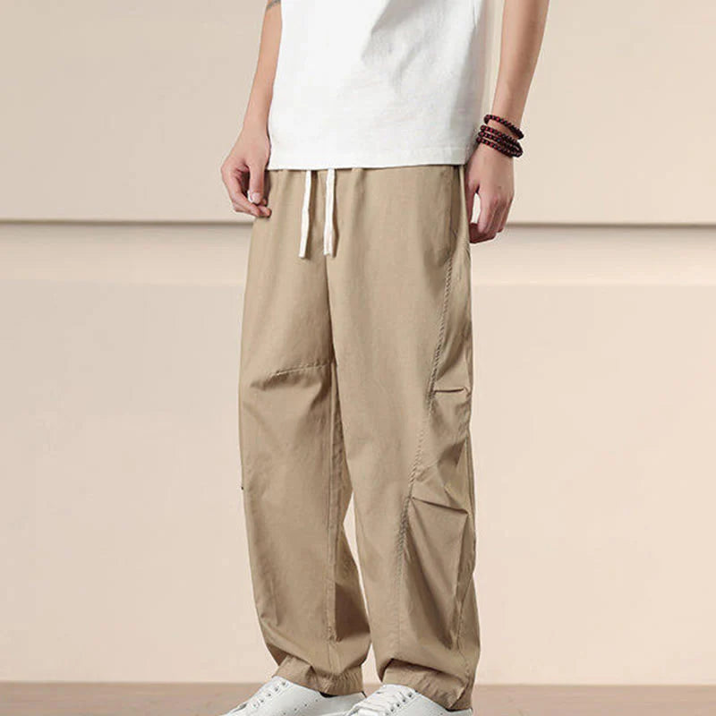 Buddha Stones Casual Vintage Solid Color Drawstring Men's Cargo Pants With Pockets