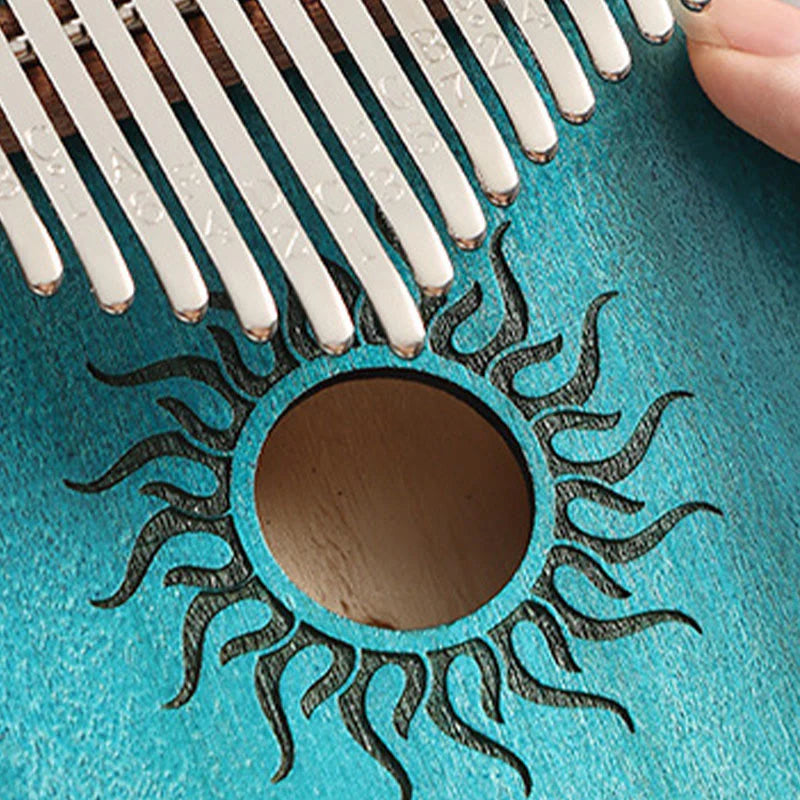 Buddha Stones Kalimba 17/21 Keys Thumb Piano Sun Pattern Maple Wood Beginners Portable Finger Piano
