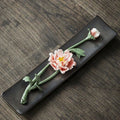 Buddha Stones Lotus Peony Rose Flower Ceramic Spiritual Incense Burner
