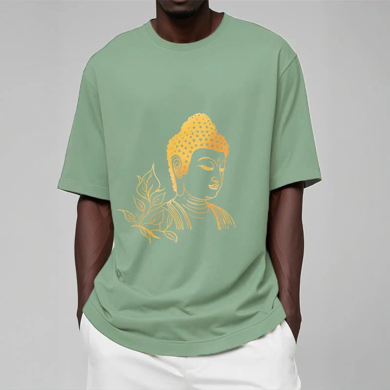 Buddha Stones Golden Leaves Meditation Buddha Tee T-shirt