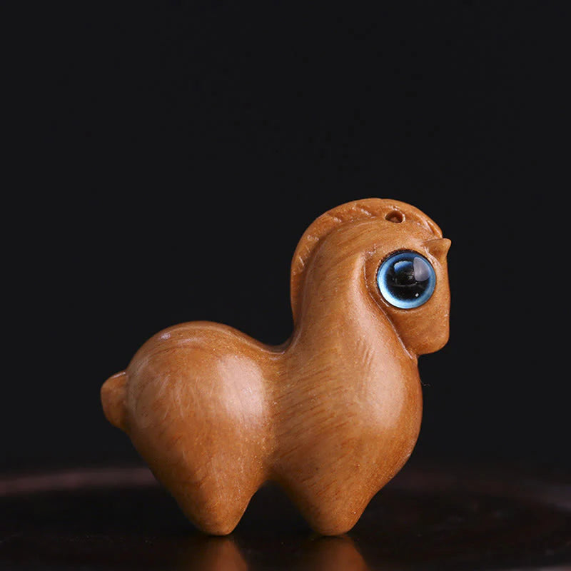 Buddha Stones Small Leaf Red Sandalwood Green Sandalwood Lucky Mini Horse Protection Decoration
