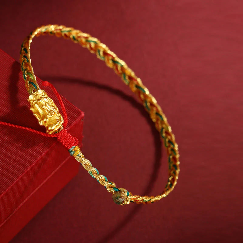 Buddha Stones Year of the Dragon Handmade Colorful Dragon Carved Success Braided Bracelet (Extra 35% Off | USE CODE: FS35)