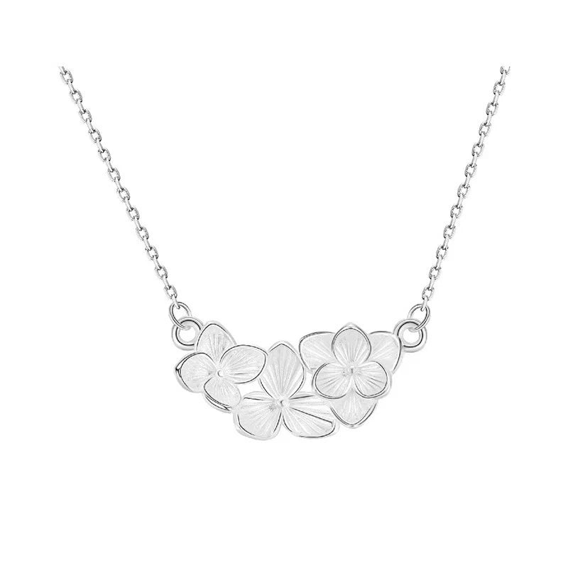 Buddha Stones 999 Sterling Silver Flower Blessing Necklace Pendant