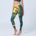 Buddha Stones Full Moon Lotus Flowers Leaves Pattern Print Gym Leggings Women's Yoga Pants