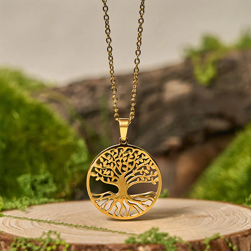 Buddha Stones The Tree Of Life Titanium Steel Enlightenment Necklace Pendant
