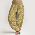 Buddha Stones Pure Cotton Abstract Flowers Leaves Pattern Women's Elastic Waist Harem Pants