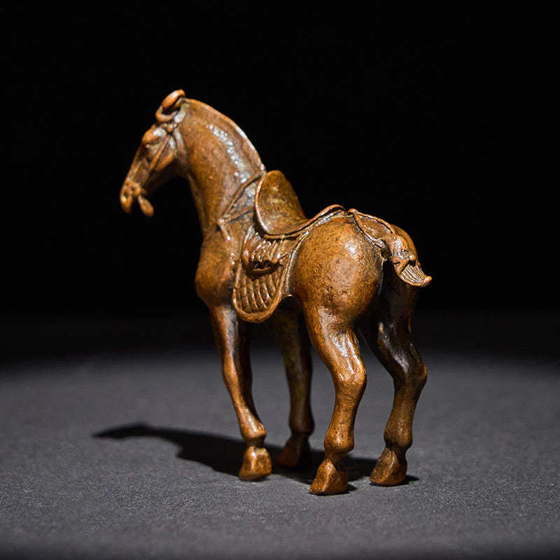 Buddha Stones Ancient Year of the Horse Alloy Home Decoration 7.5*2.6*7 cm