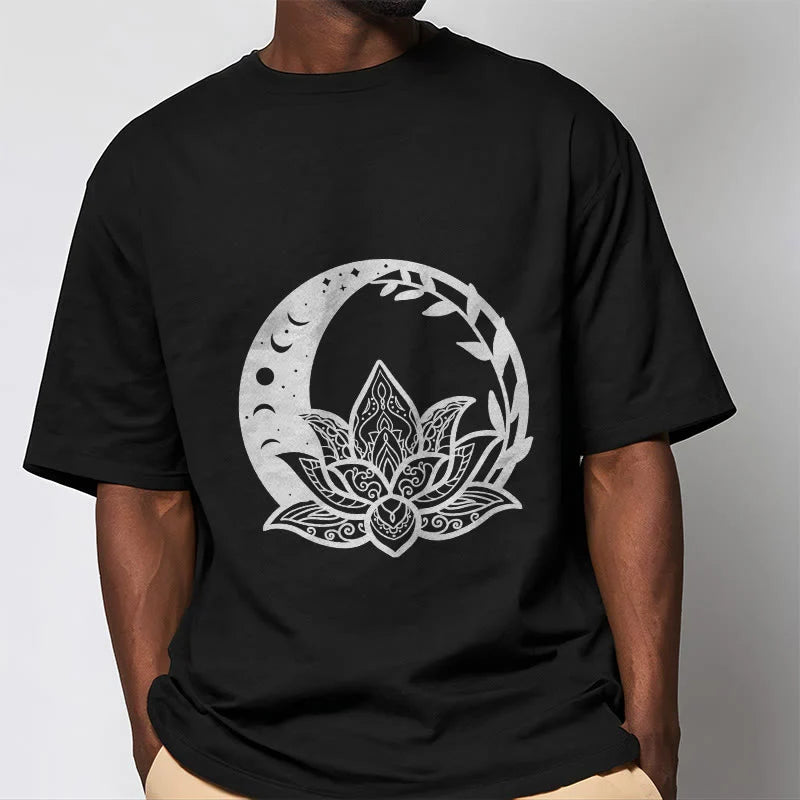 Buddha Stones Lotus Flower Sun Moon Intertwining Vines Tee T-shirt
