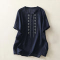 Buddha Stones Summer Floral Pattern Crew Neck Short Sleeve Women's Polyester Shirt