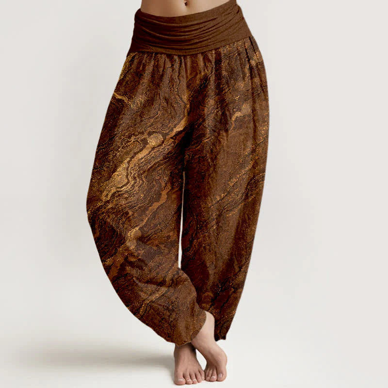 Buddha Stones Ripple High Elastic Waistband Women's Harem Pure Cotton Pants