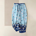 Buddha Stones Pure Cotton Daisy Pattern Women's Elastic Waist Pants With Pockets
