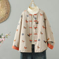 Buddha Stones Horse Fu Character Pattern Frog-Button Design Women's Long Sleeve Thickened Jacket