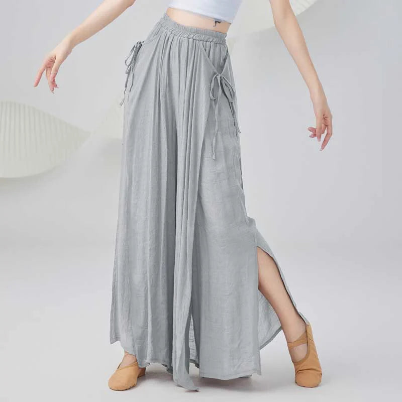 Buddha Stones Solid Color Loose Cotton Linen Wide Leg Pants For Yoga Classical Dance (Extra 35% Off | USE CODE: FS35)