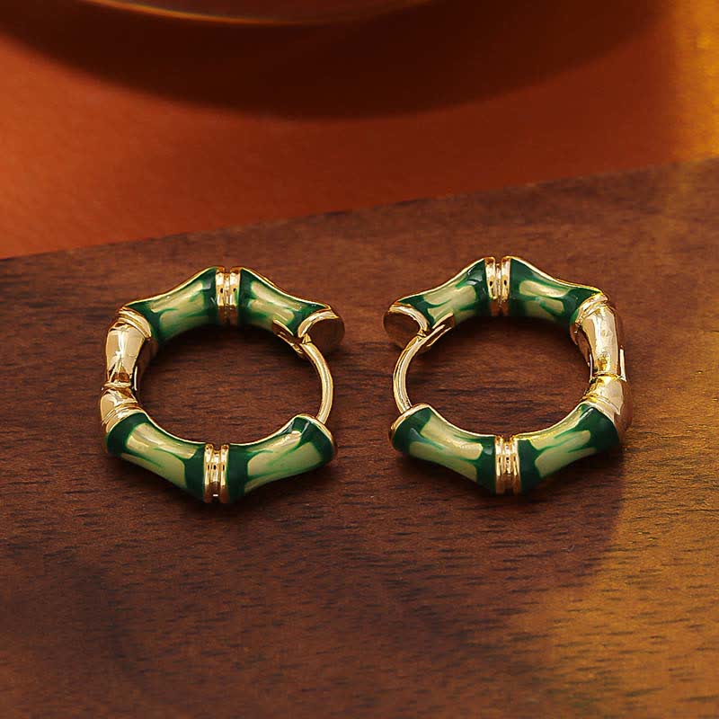 FREE Today: Strength and Healing Round Bamboo Dripping Design Copper Hoop Earrings