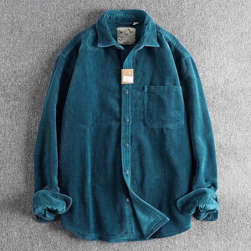 Buddha Stones Solid Color Single Breasted Buttons Men's Long Sleeve Thickened Jacket With Pockets
