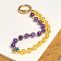 Buddha Stones Natural Amethyst Citrine Healing Key Chain Phone Hanging Decoration