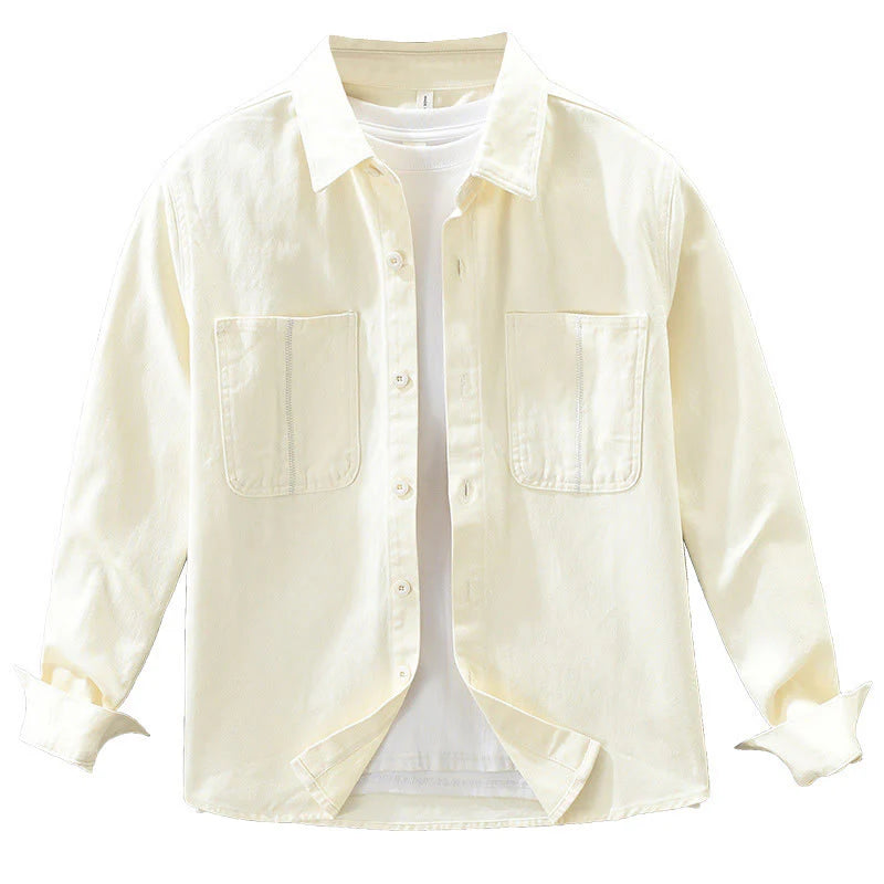 Buddha Stones Spring Commute Buttons Long Sleeve Shirt Men Cotton Clothing With Pockets