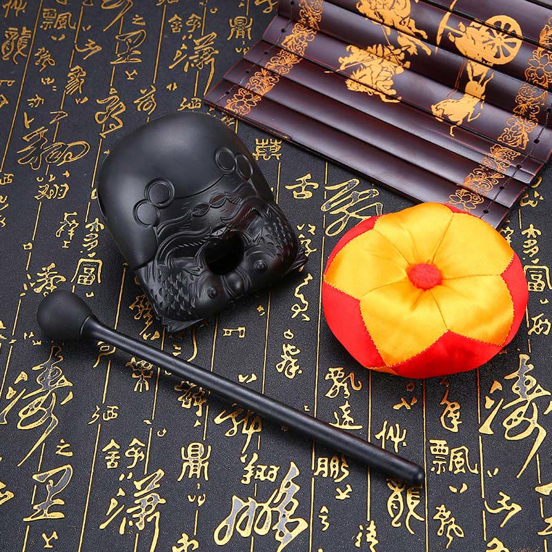 Buddha Stones Koi Fish Pattern Mindfulness Buddhist Temple Mokugyo Wooden Fish Drum