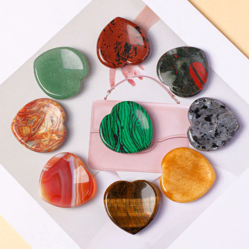 FREE Today: Positive and Motivation Heart Worry Stone Opal Rose Quartz Crystal Decor 4*4*0.7cm