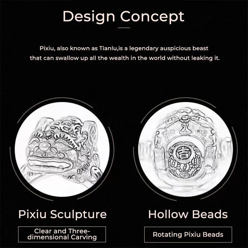 Buddha Stones Lucky FengShui PiXiu Copper Coin Rotatable Ring
