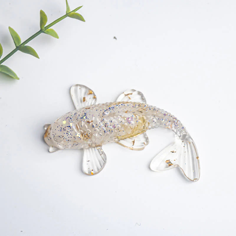 Buddha Stones Koi Fish Crystal Chip Epoxy Resin Luck Decoration