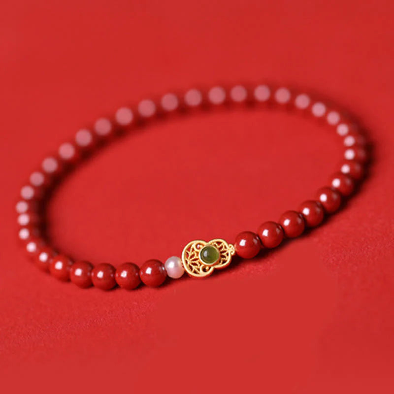 Buddha Stones Gourd Pearl Cinnabar Blessing Beads Bracelet
