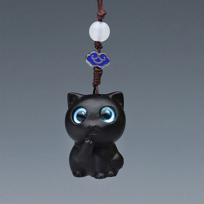 Buddha Stones Green Sandalwood Mini Cute Animal Rabbit Cat Deer Whale Prosperity Phone Hanging Decorations
