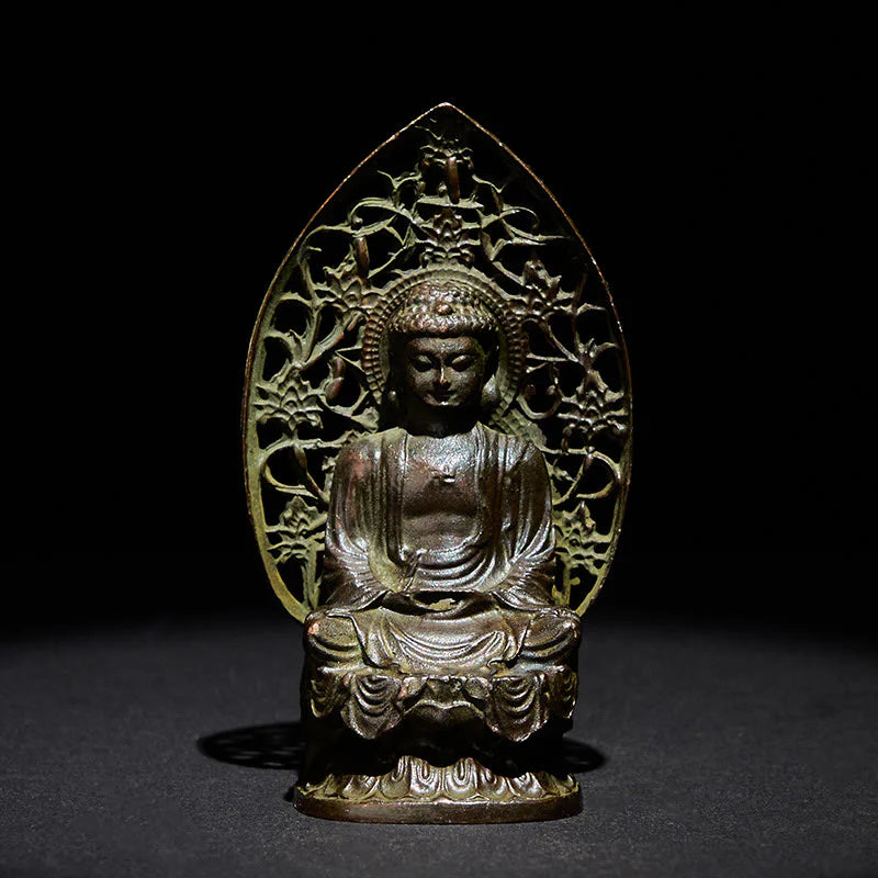 Buddha Stones Tathagata Buddha Alloy Statue Zen Home Decoration 9*4.5 cm