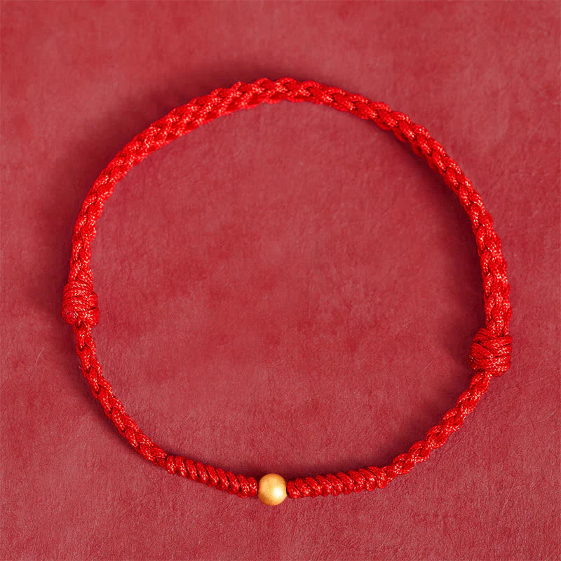 Buddha Stones A Simple Wish for You 925 Sterling Silver Plated Gold Single Bead Red Rope Bracelet Anklet Includes Gift Message Card