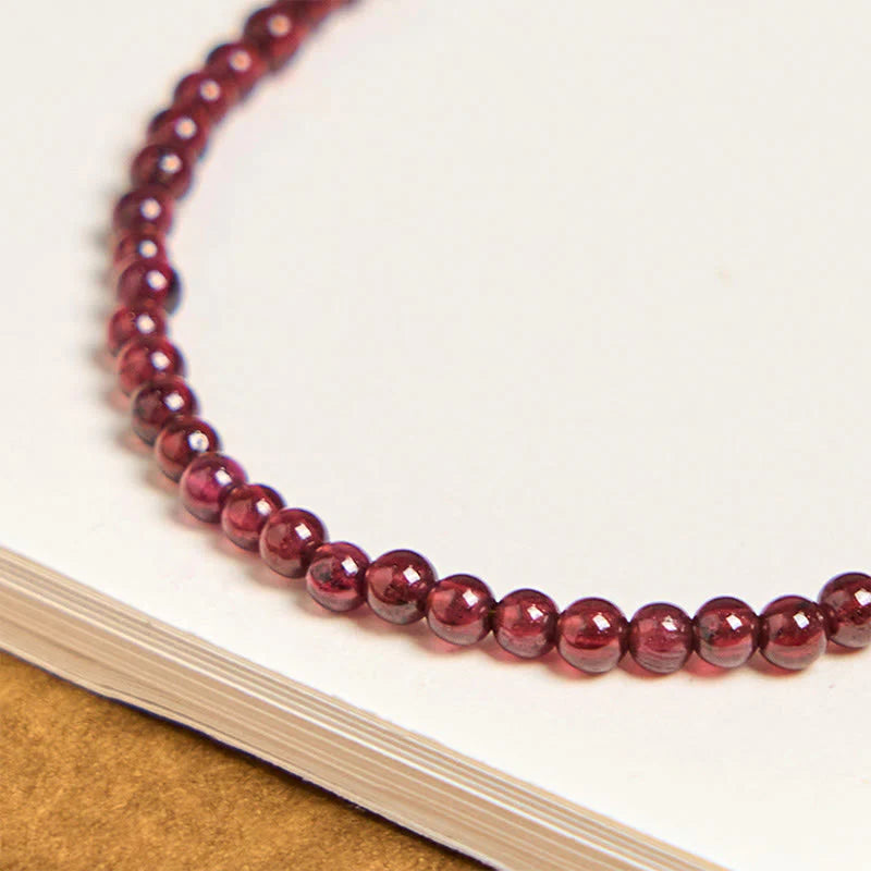 Buddha Stones Natural 3mm Garnet Beads PiXiu Flower Purification Multilayer Bracelet