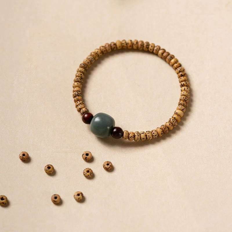 Buddha Stones Bodhi Seed Small Leaf Red Sandalwood Wisdom Bracelet