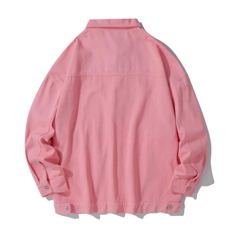 Buddha Stones Long Sleeve Button Stand Collar Design Men's Cotton Jacket Shirt With Pockets