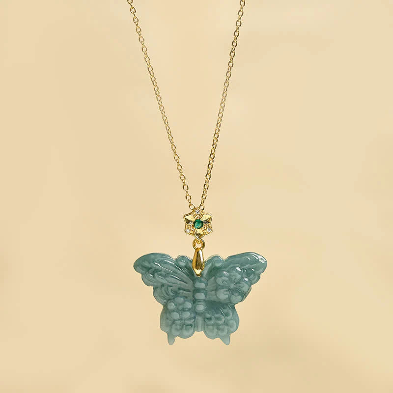 Buddha Stones FOR DEAREST MOTHER Jade Butterfly Abundance Necklace Pendants Includes Gift Message Card