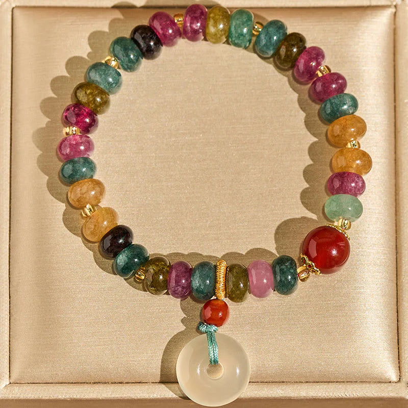 Buddha Stones Peace Buckle Tourmaline Chalcedony Love Bracelet
