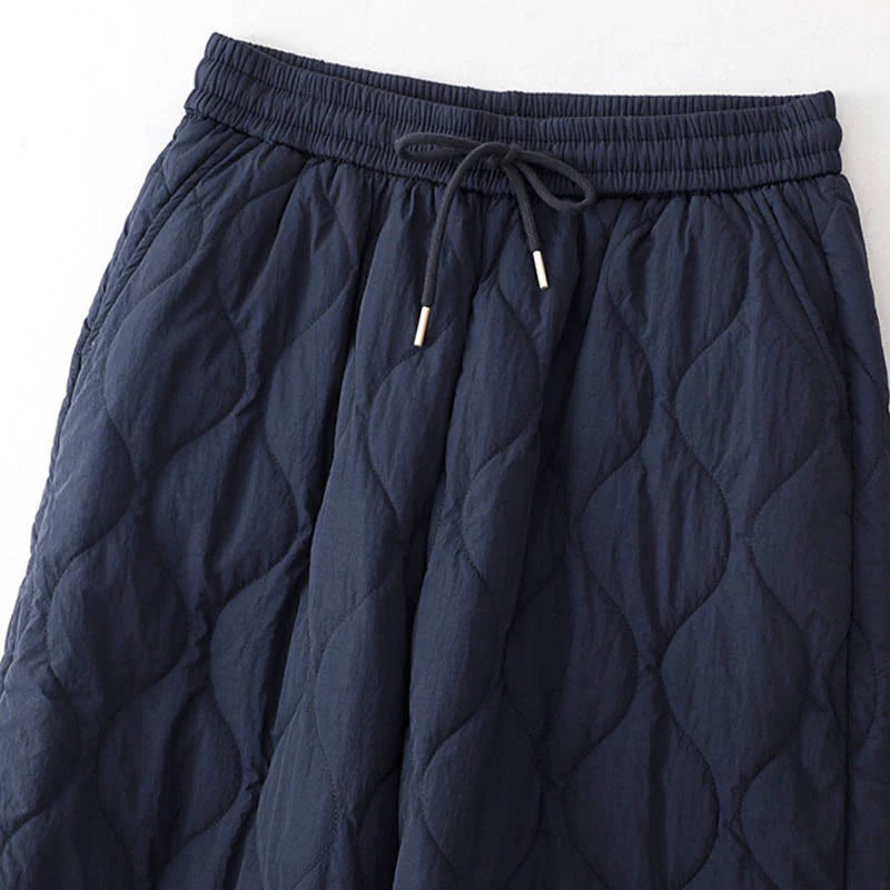 Buddha Stones Women's Plain Elastic Cuff Design Drawstring Thermal Thickened Pants With Pockets