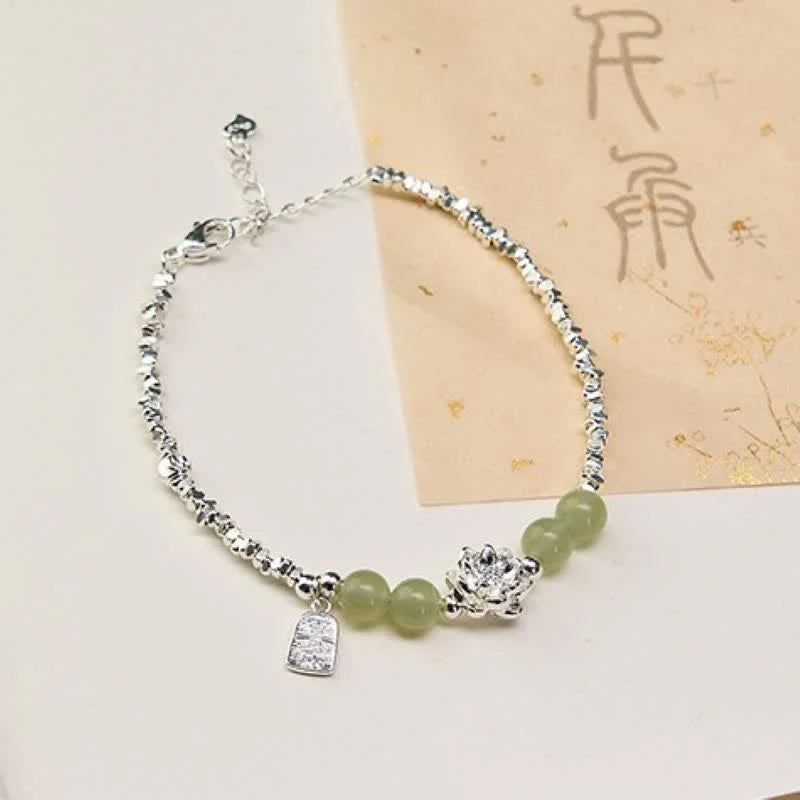 FREE Today: Abundance and Enlightenment Joy Happiness Charm Lotus Jade Bead Copper Bracelet