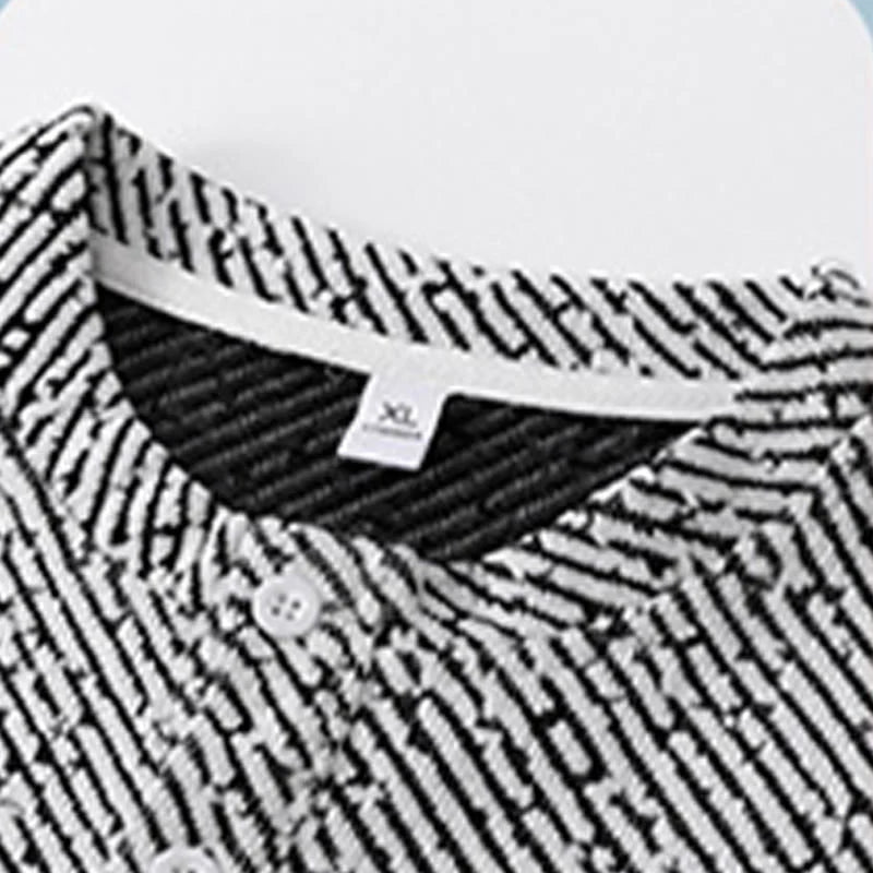 Buddha Stones Fall Crew Neck Stripes Button Men's Sweatshirt Pullover